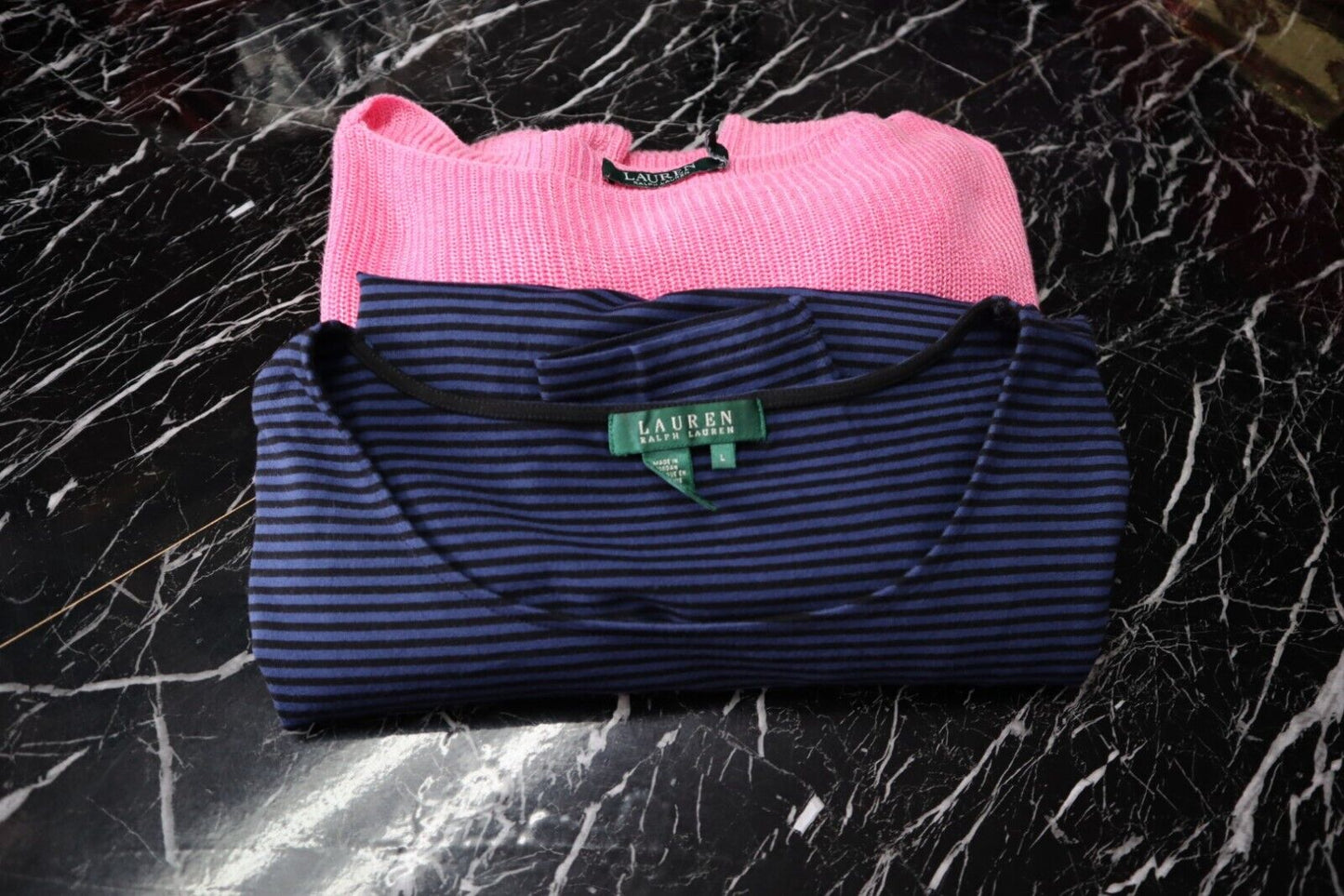 Ralph Lauren Donna - Taglia L Maglioncino Ricamato Sweater Woman Nero e Blu