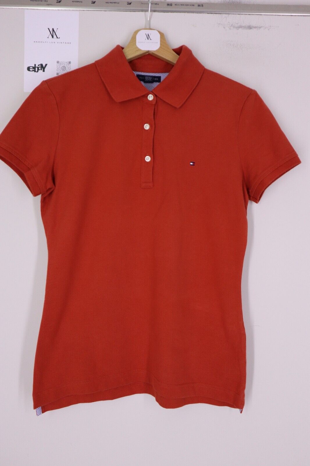 TOMMY HILFIGER POLO T-Shirt Logo maglietta donna WOMAN TG.S con manica corta