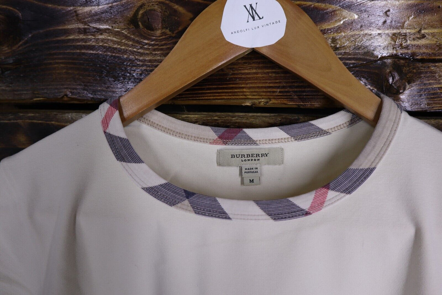 Maglia Burberry TG M Donna Logo Comodo Cotone Pratico Maniche CORTE Woman