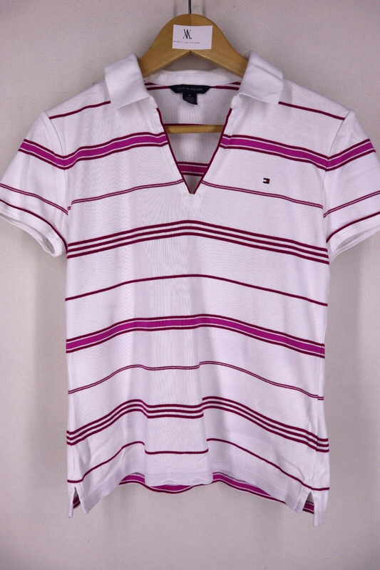 TOMMY HILFIGER POLO T-Shirt Logo maglietta donna WOMAN TG M con manica corta