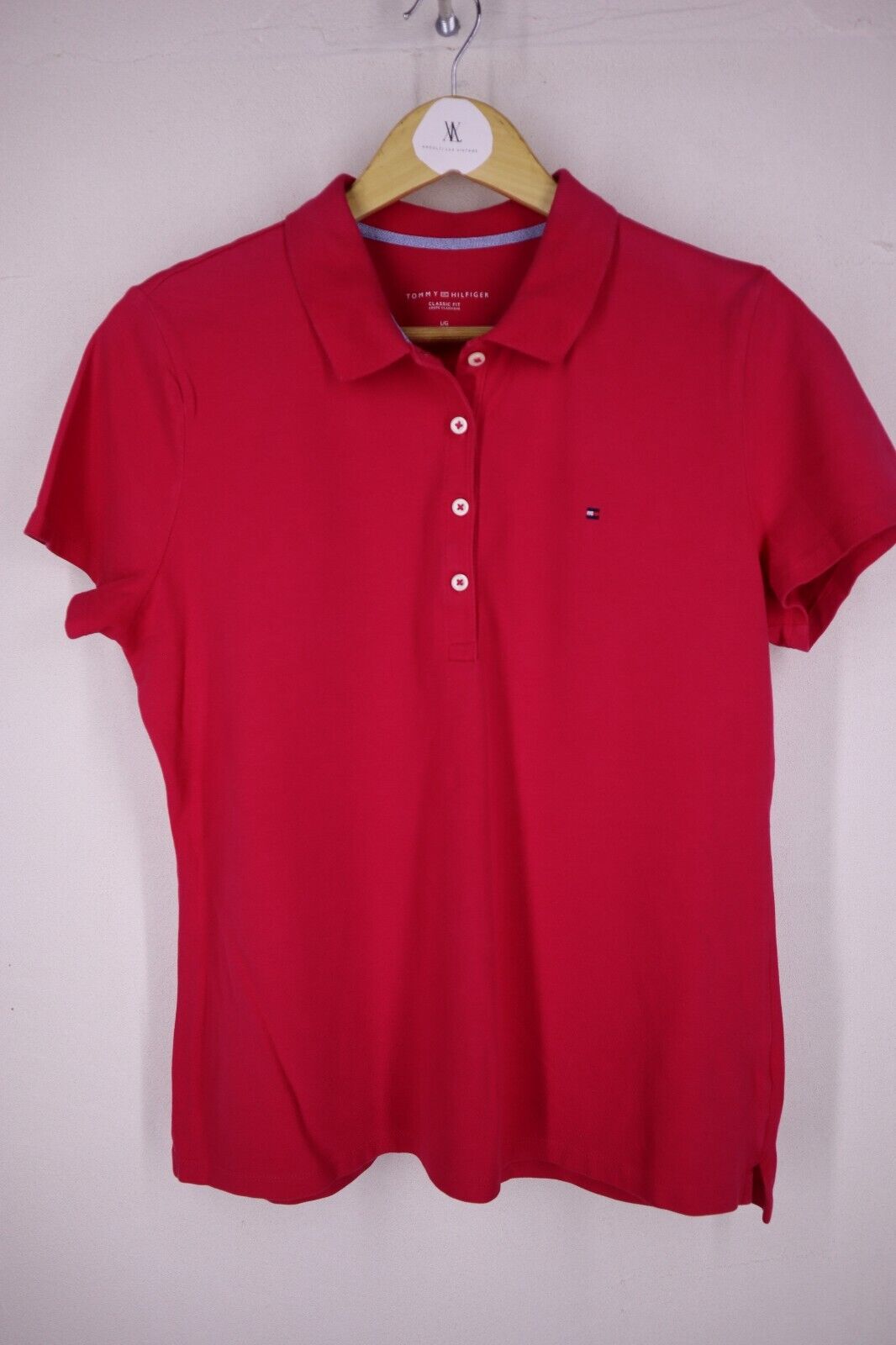 TOMMY HILFIGER POLO T-Shirt Logo maglietta donna WOMAN TG L con manica corta