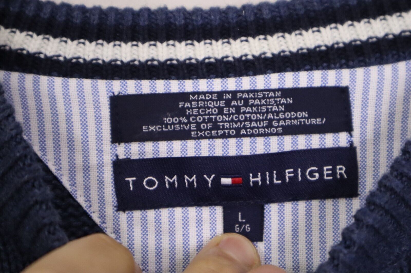 TOMMY HILFIGER- UOMO MAN FELPA PULLOVER MAGLIONE 100%LANA LABMSWOLL TG. L