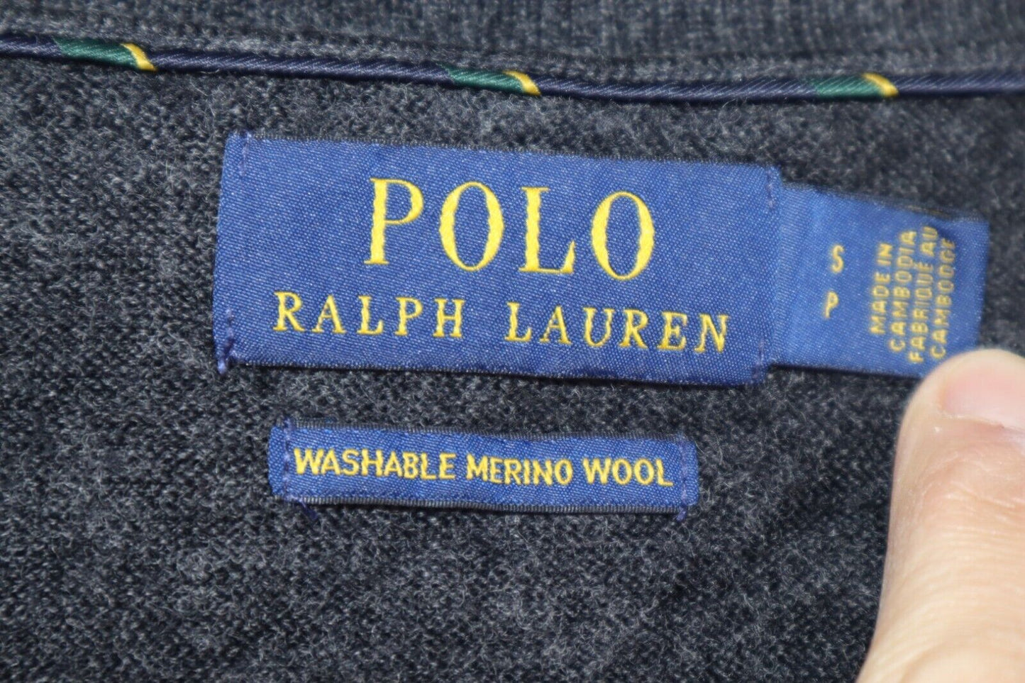 RALPH LAUREN - UOMO MAN FELPA PULLOVER MAGLIONE 100%LANA LAMBS WOOL TG. S