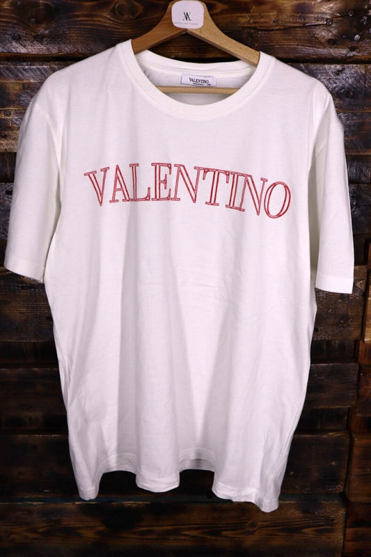 Valentino Uomo TG 3XL Maglia Bianco Maglietta T-Shirt Manica Corta Cotone Logo