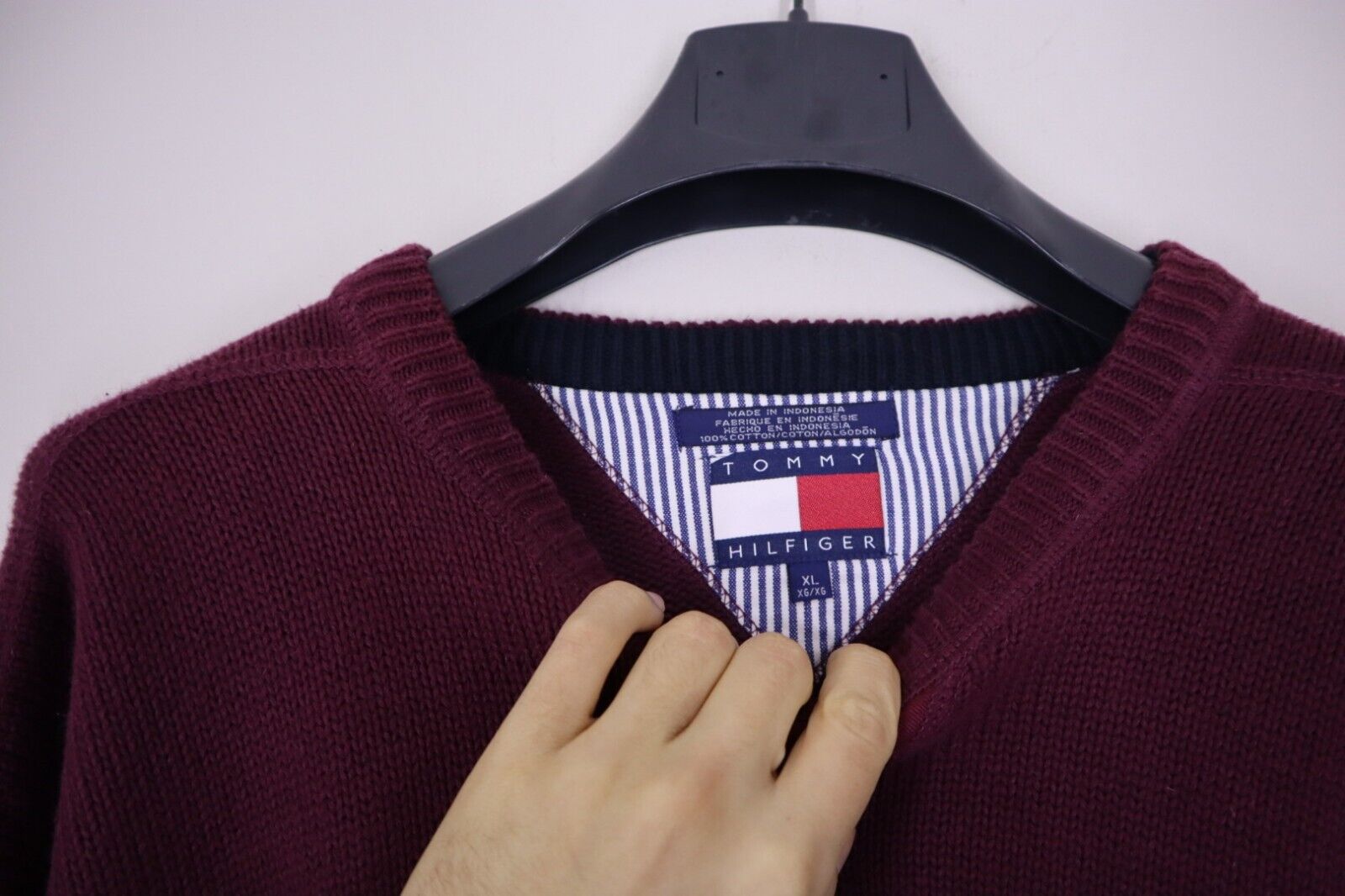 Maglione Dolcevita Tommy Hilfiger Uomo Taglia XL Pullover Cotone Logo