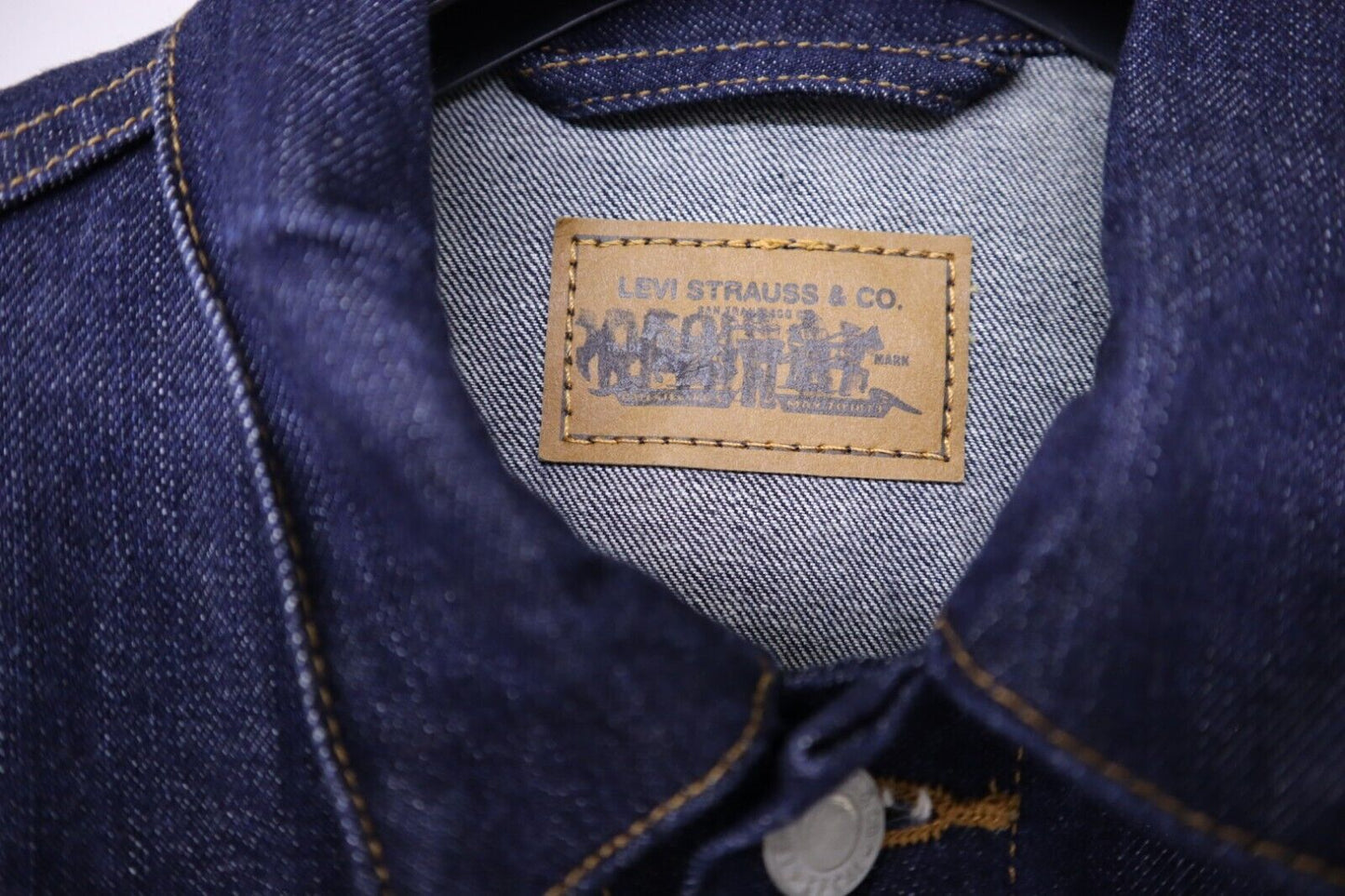 Levis TG L jacket denim Blue uomo Man usato giacca jeans T8105