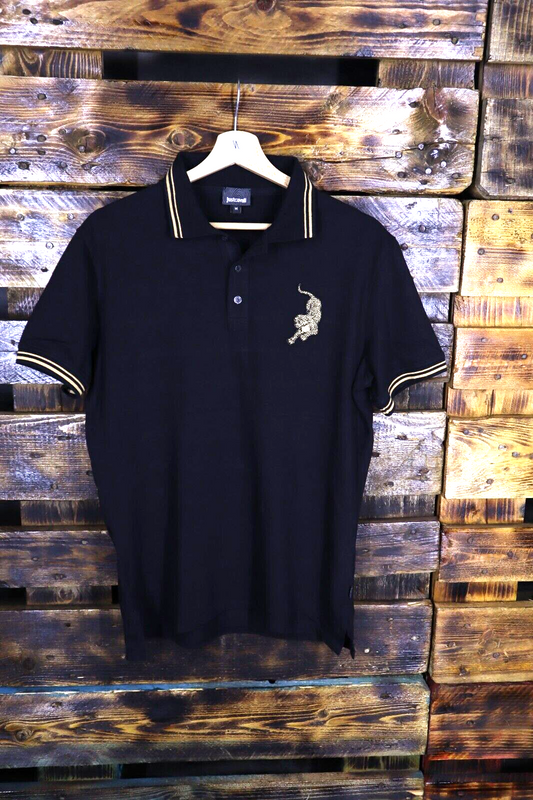 Just Cavalli Polo TG M Maglia Manica Corta T-Shirt in Cotone Nero