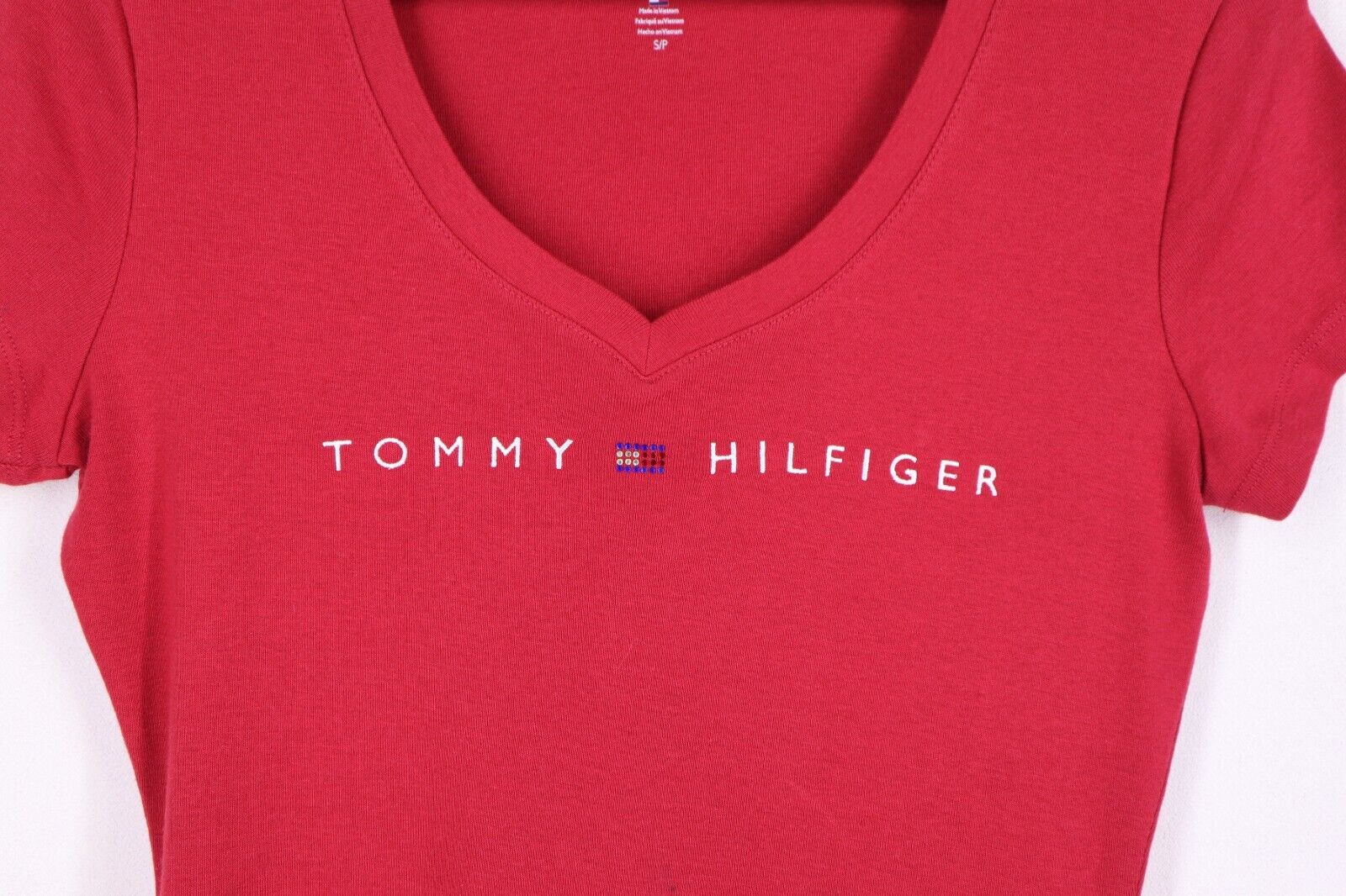 TOMMY HILFIGER T-Shirt Logo maglietta donna TG S SIZE S con manica corta