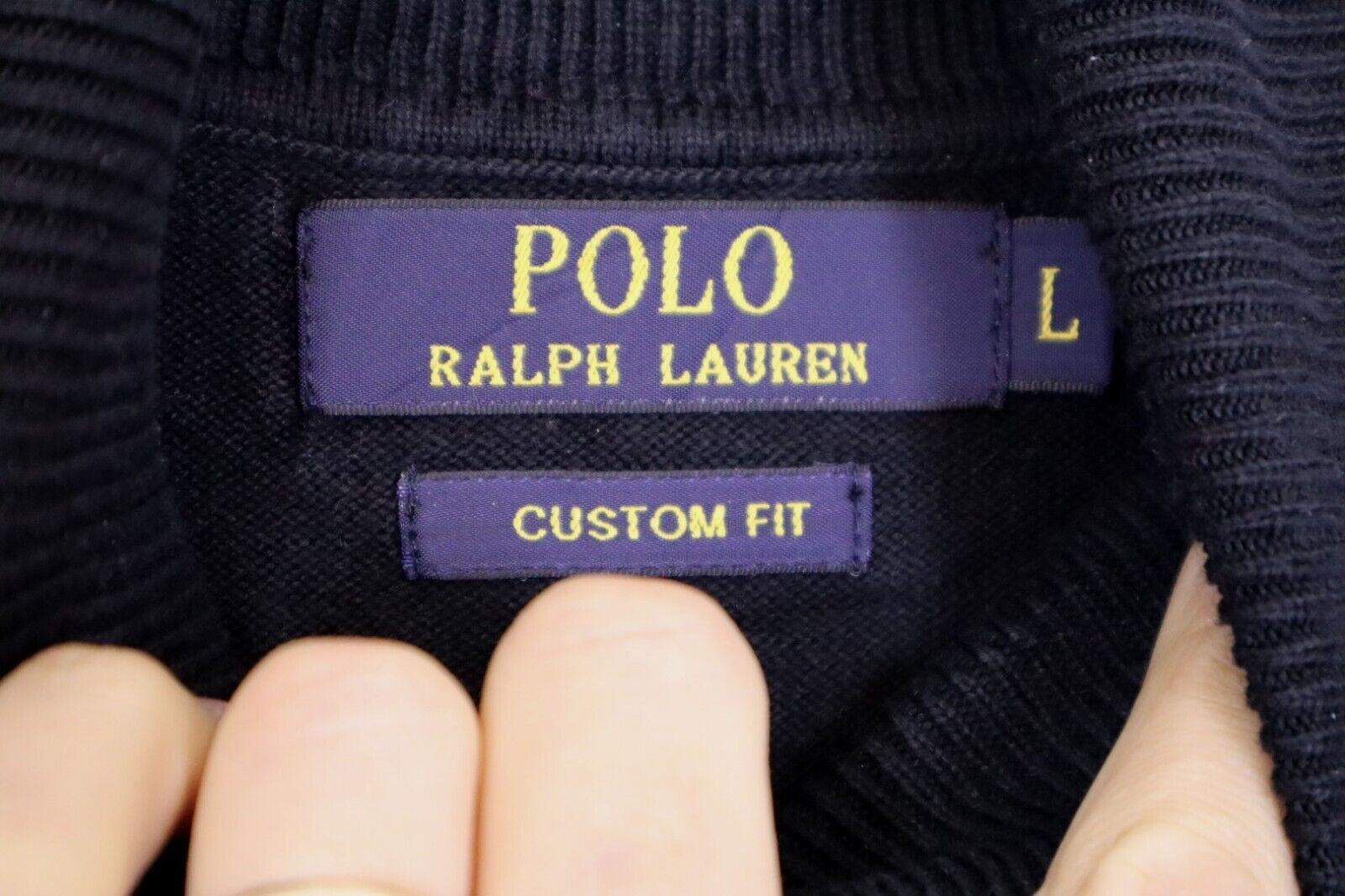 Maglione Ralph Lauren TG L  Uomo Maglioncino Nero Pullover Cotone Logo