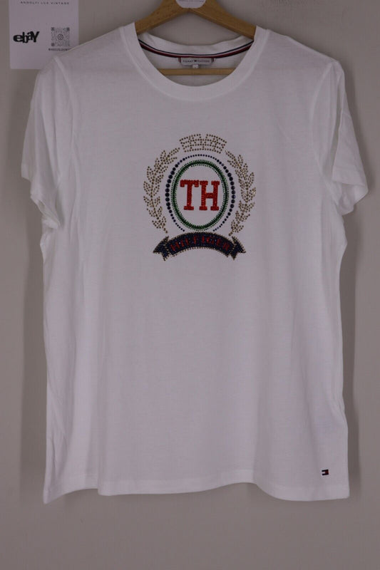 TOMMY HILFIGER T-Shirt Logo maglietta donna con manica corta TG L